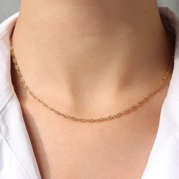 Gold Chain Waterproof Necklace Everyday Necklace Gold Chain Sparkle Chain Pretty - Picture 9 of 12